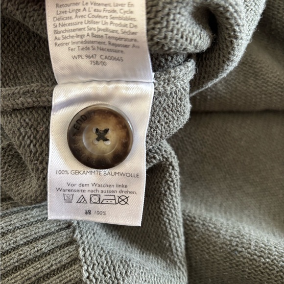 Eddie Bauer Large Lg khaki green crew neck 1/4 button cotton Sweater. Preloved. - Picture 10 of 13